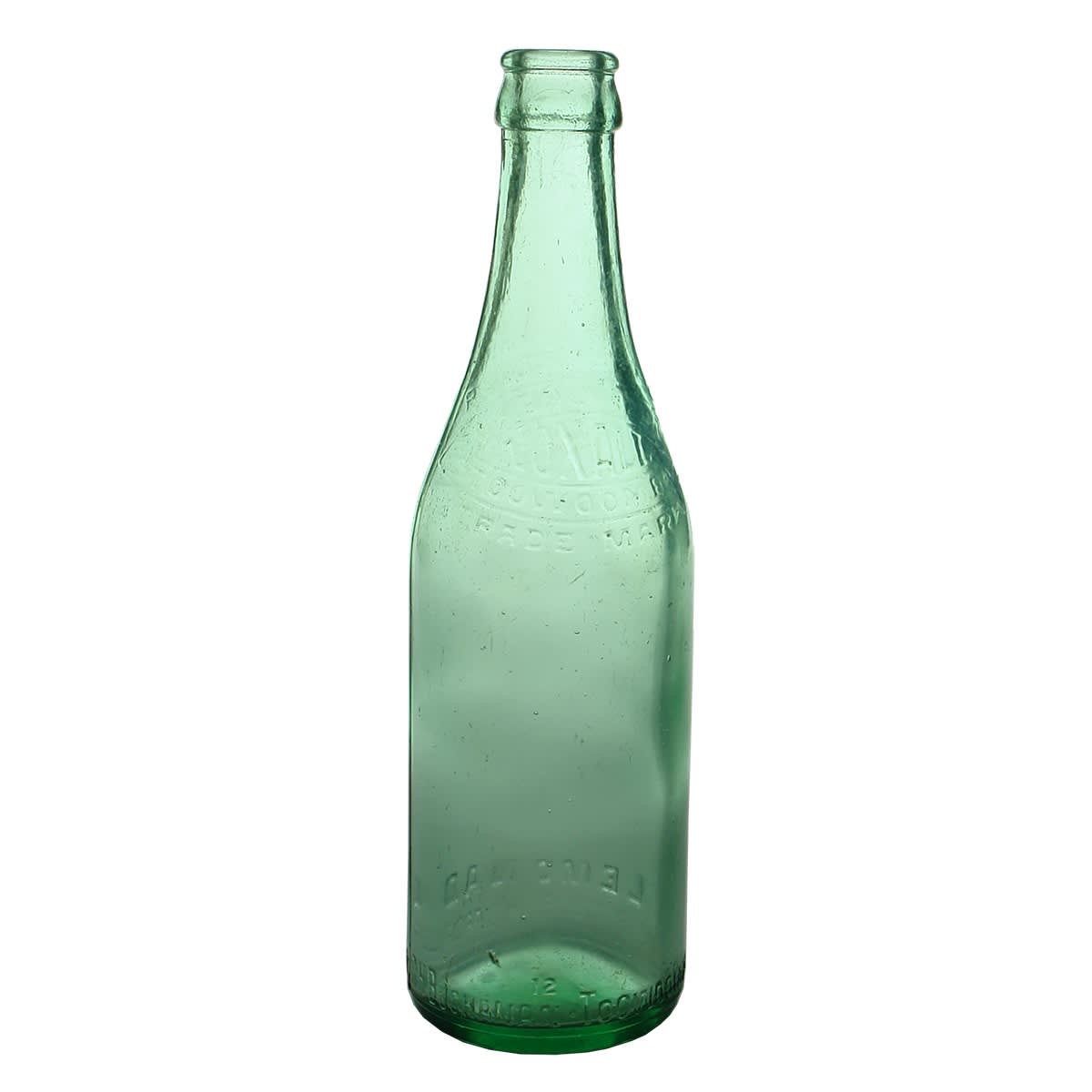 2 Crown Seals. Noxall. G. H. Buchanan, Toowoomba. Lemonade. 10 oz. Darker Aqua; C. M. Clifford, Stanthorpe. Lemonade. Aqua. Heavy embossing. 10 oz. (Queensland)