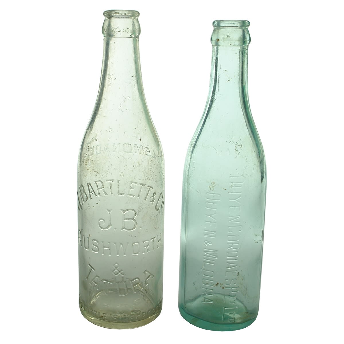 Crown Seals. 1. J. Bartlett & Co., Rushworth & Tatura. Clear. 10 oz. 2. Ouyen Cordials Pty Ltd, Ouyen & Mildura. Aqua. 10 oz. (Victoria)