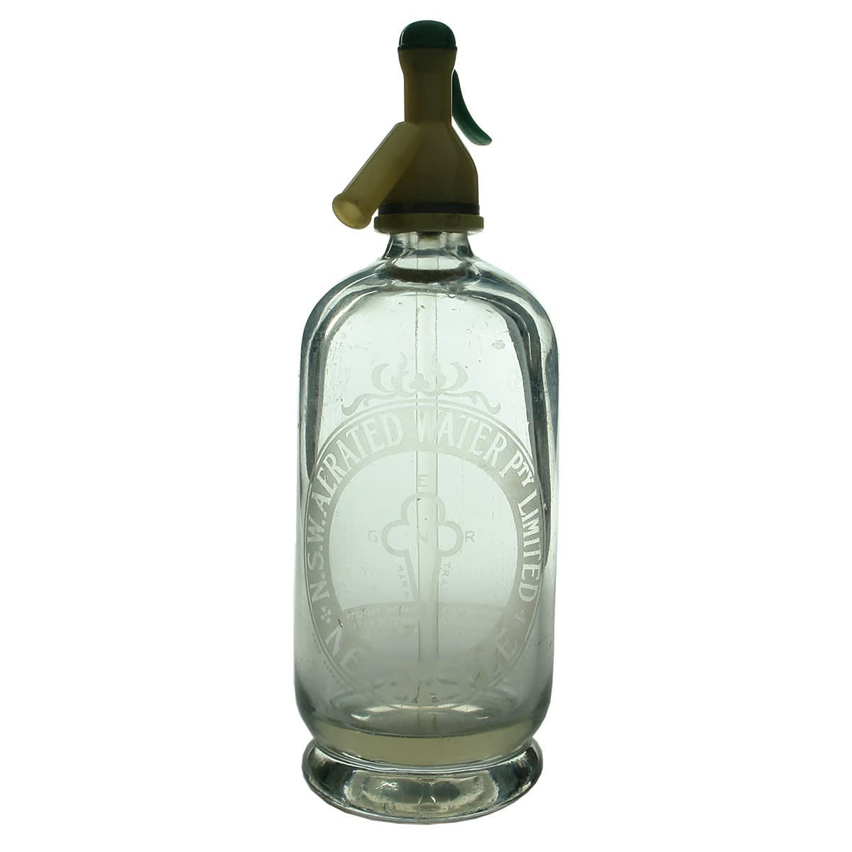 2 Soda Syphons: Both NSW Aerated Water Pty Ltd Newcastle. Round and Pall Mall fine fluted varieties. 30 oz. (New South Wales)