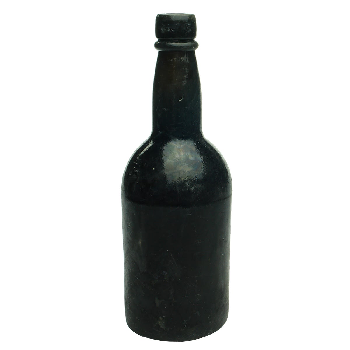 Blacks: 1. Short dumpy black. 2. Tall black. C W & Co to base. 3. Squat black. Cooper & Wood, Portobello. 4. Squat black. Cooper & Wood, Portobello. 5. Short dumpy black. 6. Squat black. P. Dawson, Dufftown, Glenlivet to base.