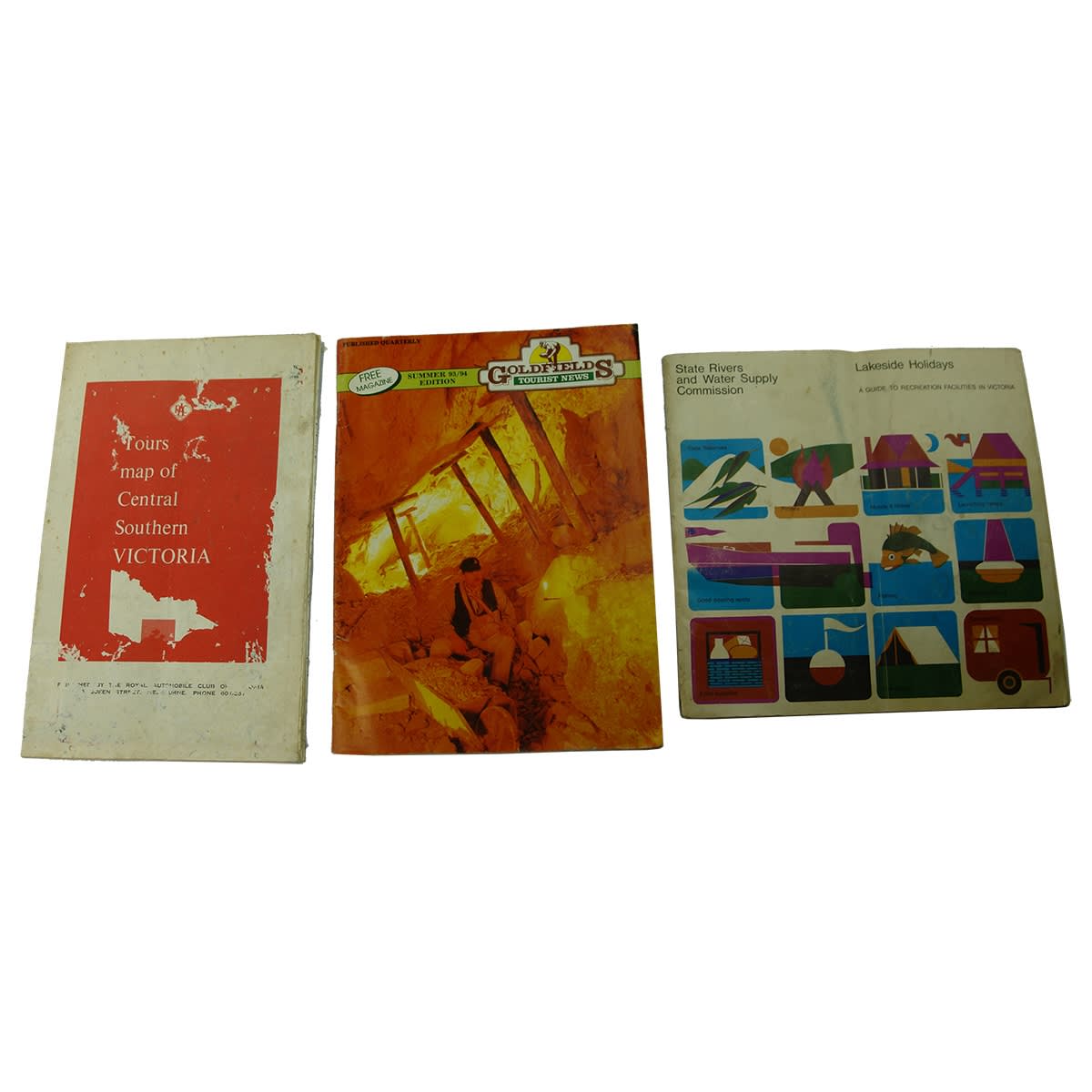 10 Books etc. Local History and more. Victoria Map; Tourist News; Lakeside Holidays; Plaistow Port Phillip; Ghost Towns; Dunolly, James Flett; Whittlesea x 2; Berringa; Yan Yean.