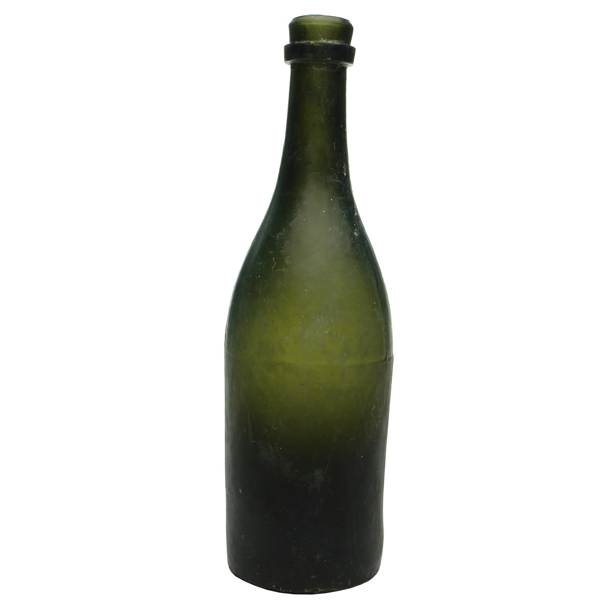 2 Pieces of Early Glass: Flared lip Ring Seal; Free blown lavender water.