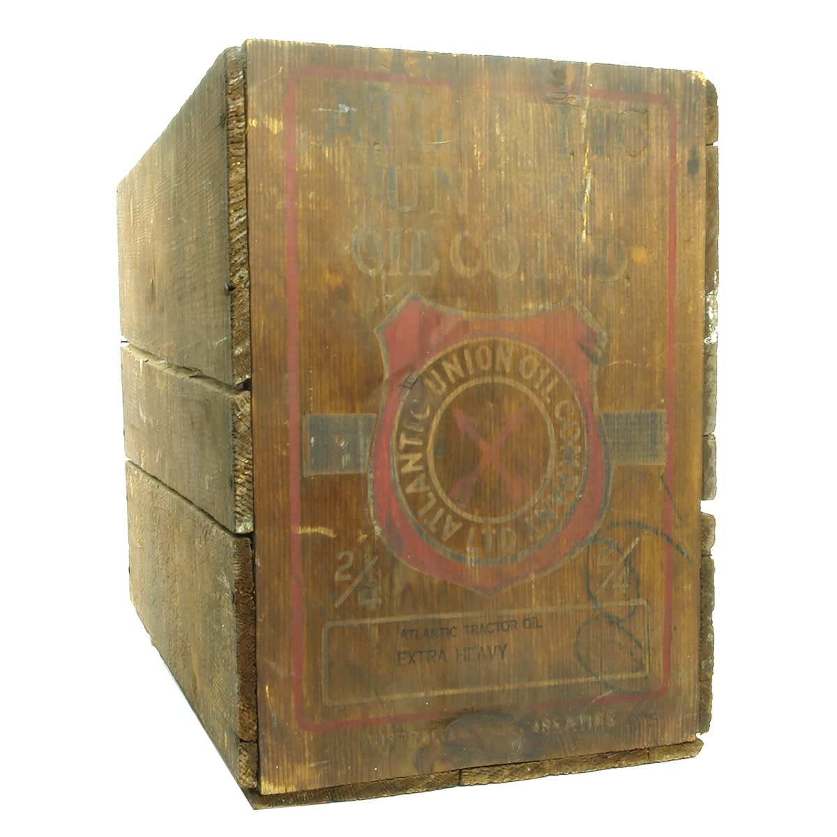 4 Wooden Boxes: Atlantic Union Oil; Texaco Oil; Pennant Kerosene; Nobel (Australia) Explosives. NOT FOR POST. Winning Bidder will have to make arrangements for pickup or courier delivery.