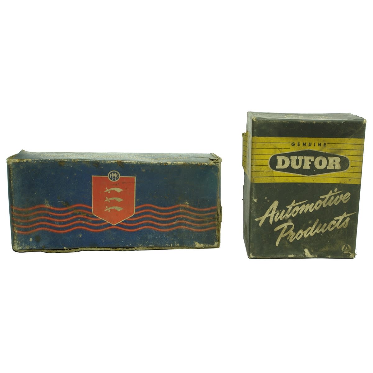 Garagenalia. Ford Motor Company Genuine Spare Parts Box (Empty) and a Dufor Automotive Products Box (Empty)