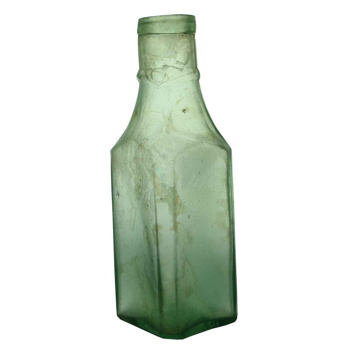 3 Goldfields era bottles: Square pickle with ring in neck; George Whybrow pickle; Fluted salad oil.