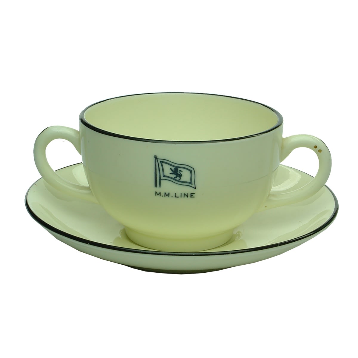 6 Shipping Items all from the M. M. Line. Cup & Saucer; 2 Small Dinner Plates; 2 Soup Bowls. (McIlwraith McEacharn Limited (Australian, 1875 - 1964))