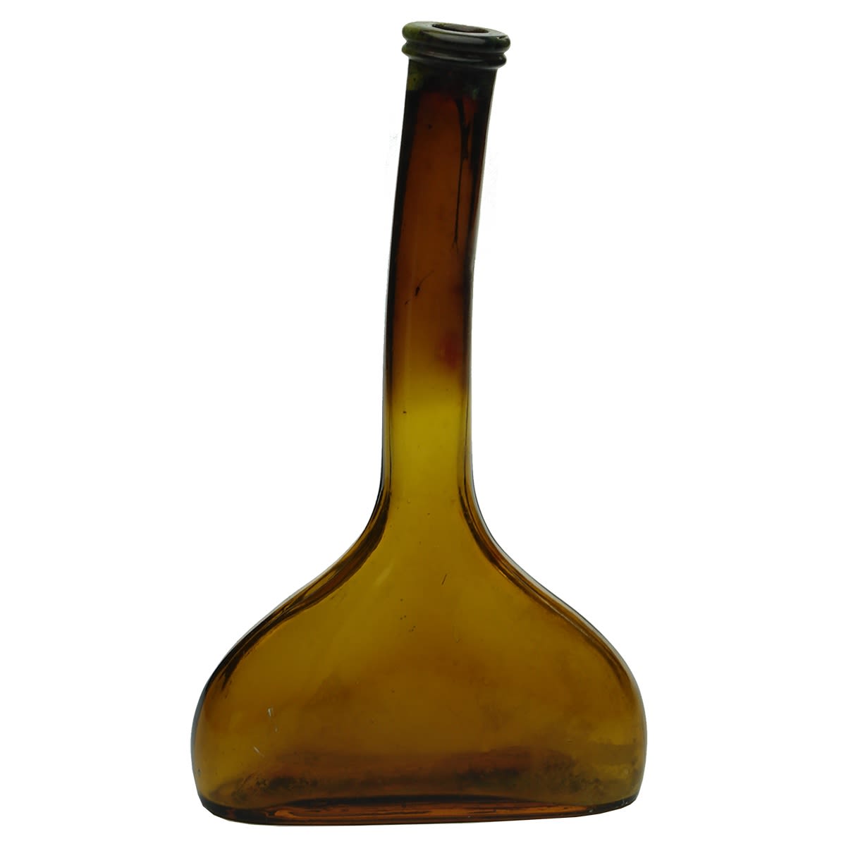 2 Cosmetics bottles. Pixavon. Flat, long neck bladder flask. Shampoo. Honey Amber. 167 mm and a sample Pixavon! 106 mm.