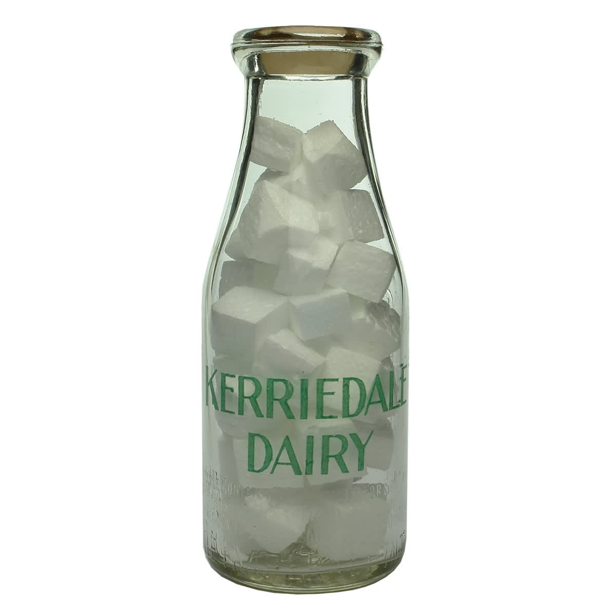 2 Embossed & Ceramic Label Milks. Kerriedale Pure Milk Supply. Mordialloc. W. M. Gothard. Base Number 475 and P. W. Tomkins, 314 St Georges Rd., Thornbury. Base: 248. (Victoria)