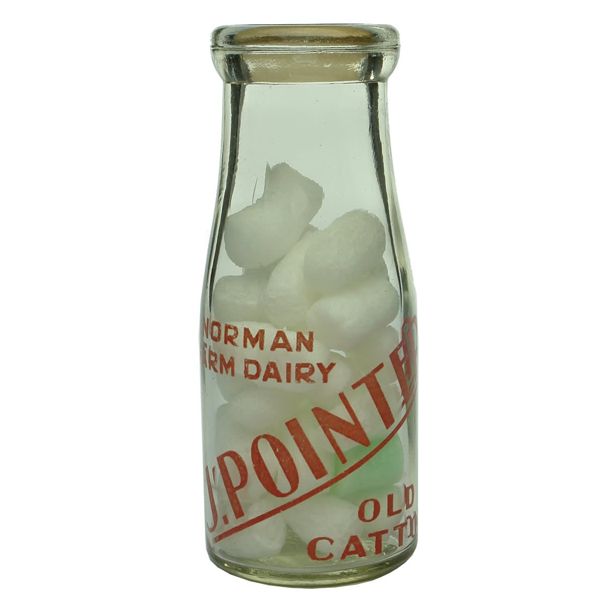 3 Overseas Half Pint Ceramic Label Milks: J. Pointer, Norman Farm Dairy Old Catton; W. Thomas & Son, Glan-towy Dairy Waterloo Gardens; Prince Albert Dairy.