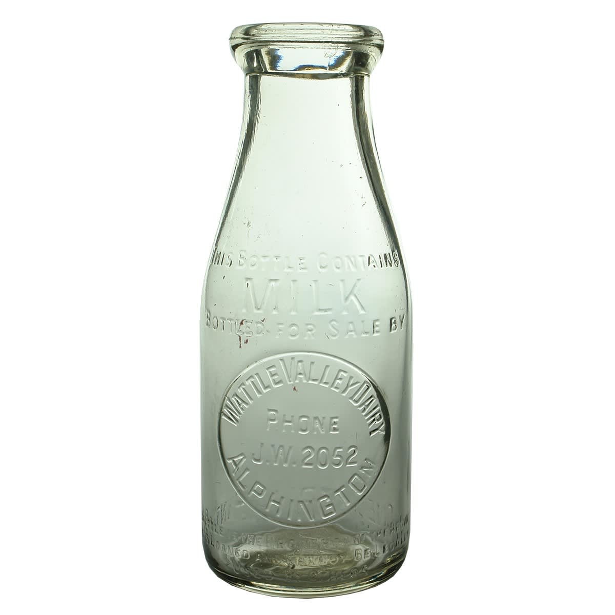 2 Milk Bottles: Wattle Valley Dairy, Alphington (Base 346); Park View Dairy, Nursery Milk, Arthur St., Fairfield. (Base: 278). Pints. (Victoria)