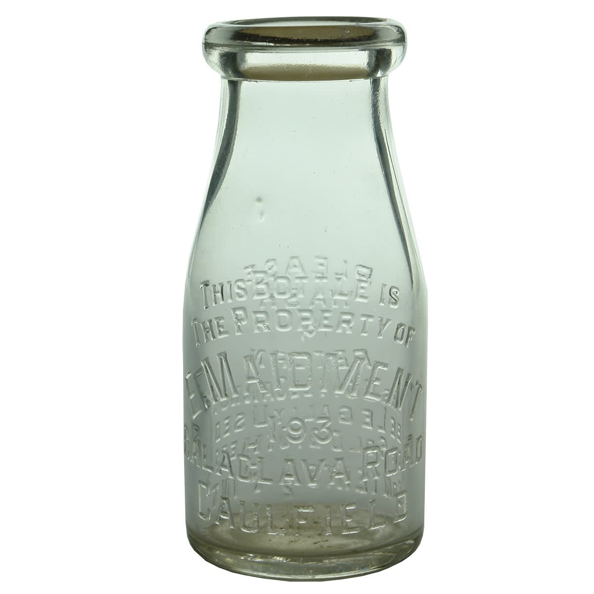 3 Half Pint Milks: E. Maidment, Caulfield (Base: 19 / M); Lady Talbot Milk Supply Co. (Base: 62); Stocks Bros., Ashburton Dairy (Base: 196). (Victoria)