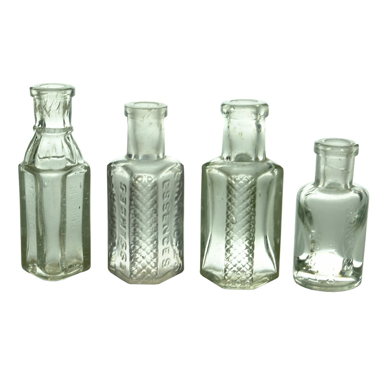 6 Essence & Sample Bottles: C. M. Brooke & Sons; Longmore's; Plain; Lisbon; 2 x Schweppes.