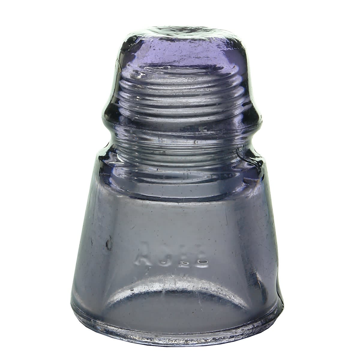 6 Glass Insulators: Purple Agee (CD421); Lighter Amber with other tones AGM. (CD423); Clear glass CCG (has red dirt in it giving it the pink look) (CD423); 2 x different C. C. G (CD430); A. G. M. PI-3 (CD590).