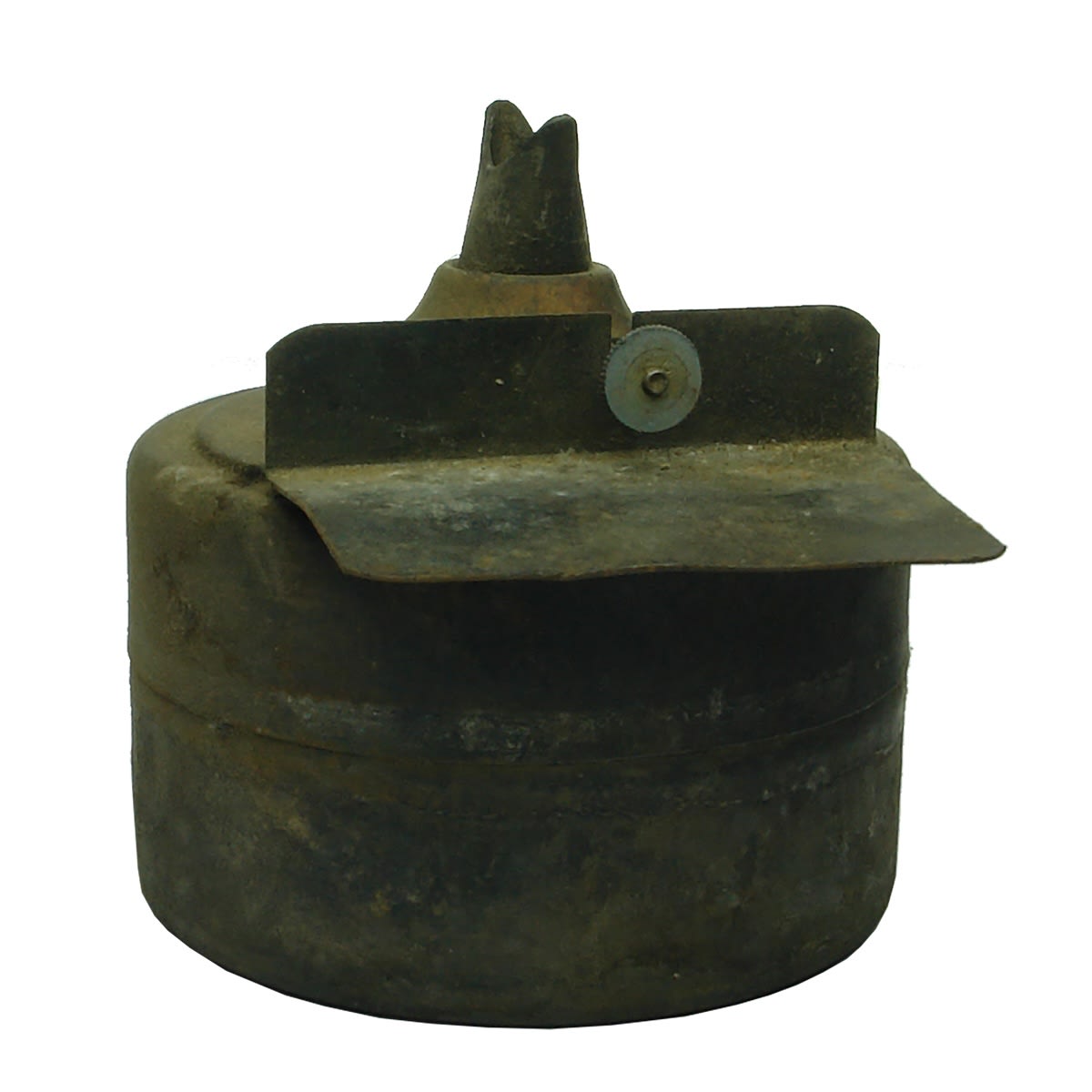 Lamps. Box of 9 lamp chimney's, a metal lamp and a black painted tin lamp with silver reflector.