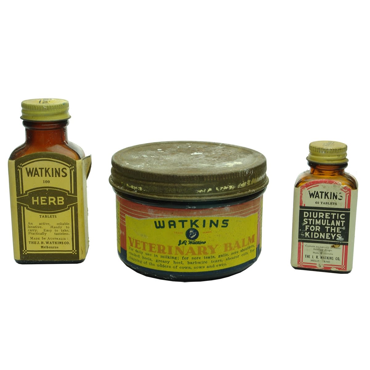 20 Chemist Items. 3 x J. R. Watkins; Bevilaquas; Bickfords; Harris Scarfe; Rawleighs; Bex; Rocke Tompsitt; Fauldings; Ayrton Saunders; and more!