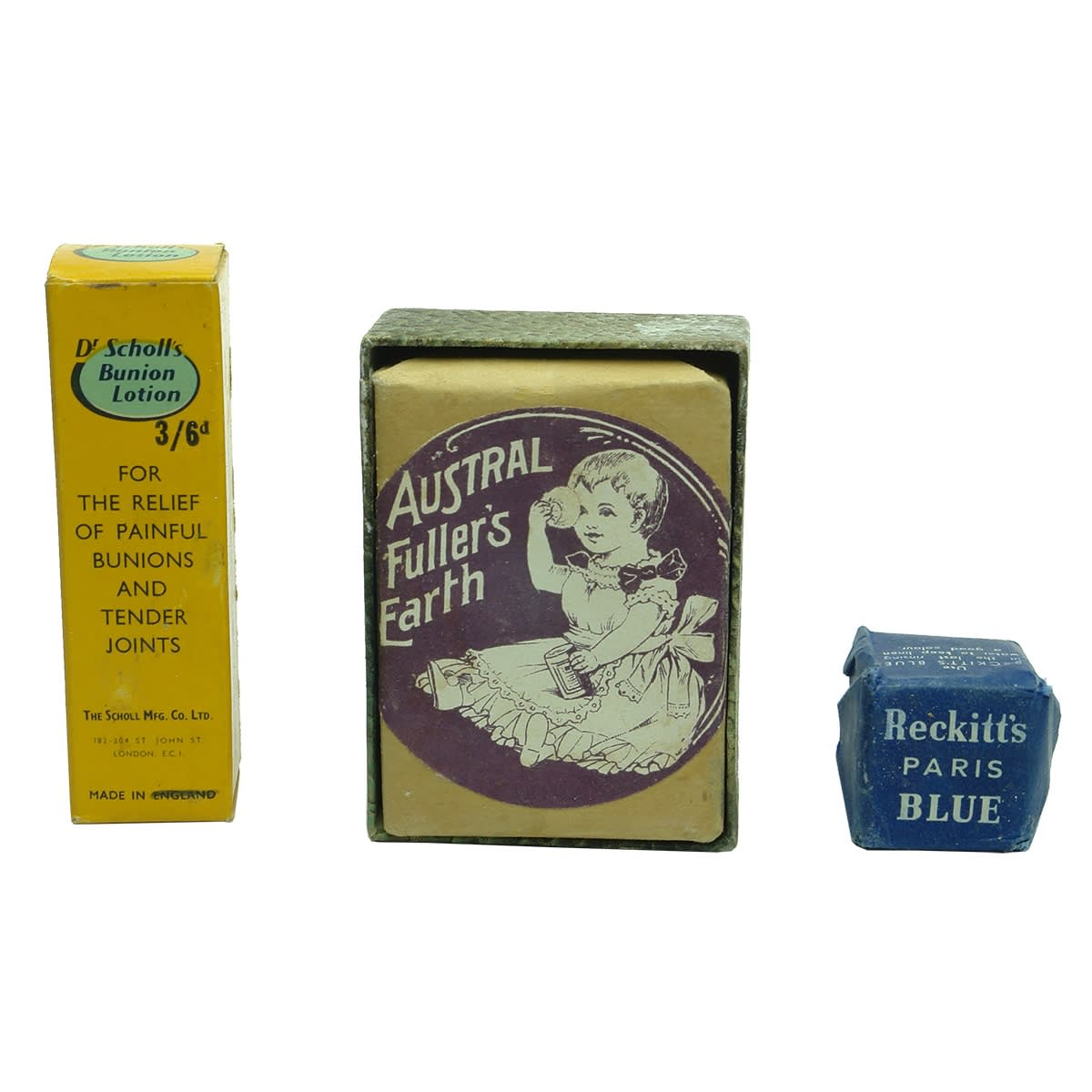 Big Chemist type lot: Dr Scholl's; Austral; Reckitt's; Sleigh; Grove's; Epsom Salts; Iodex; Parke Davis; Aspro; RAA; Personal Belts; and much more.