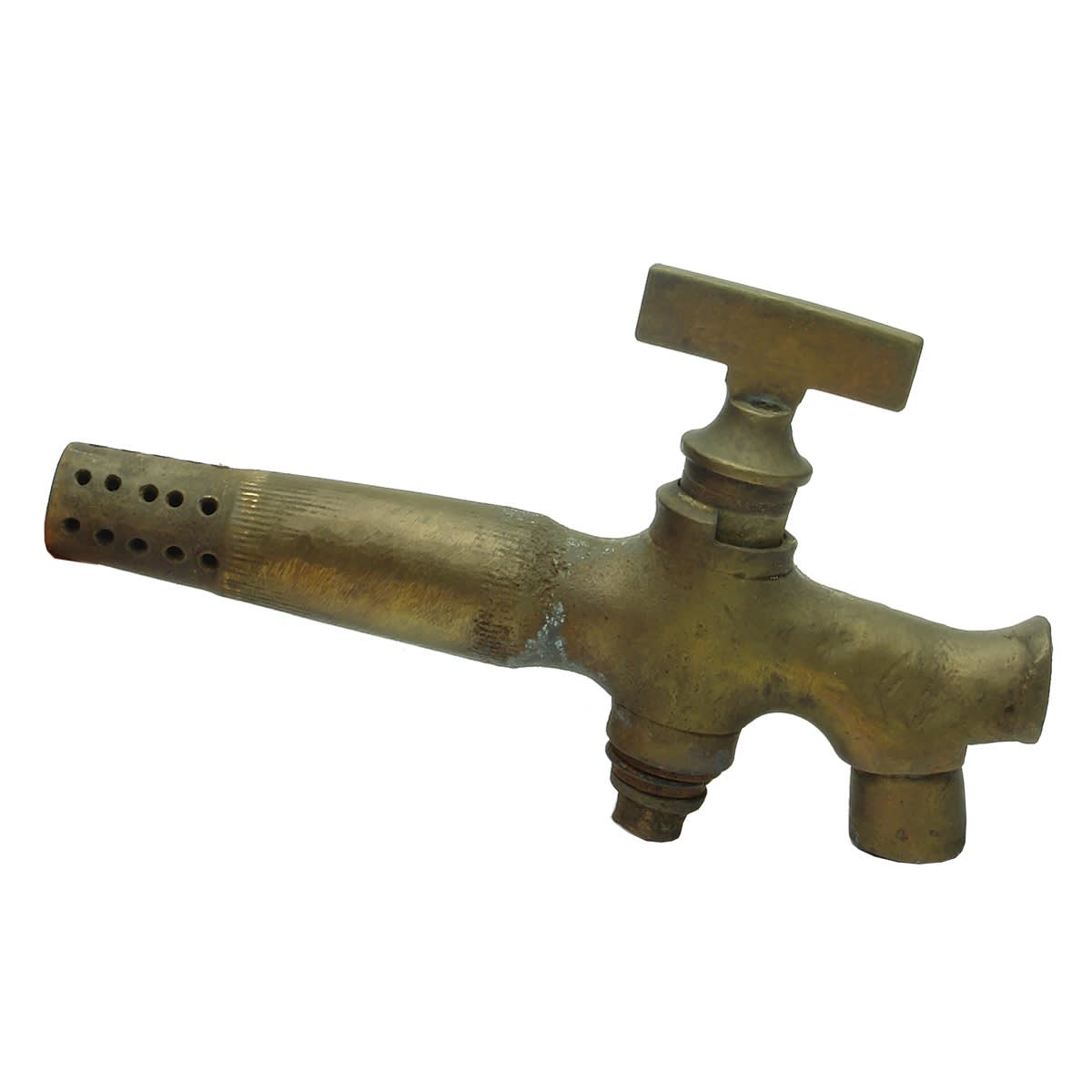 2 Pieces of Metalware. Brass Keg Tap. 173 mm long; Unusual EPNS pouring spoon.