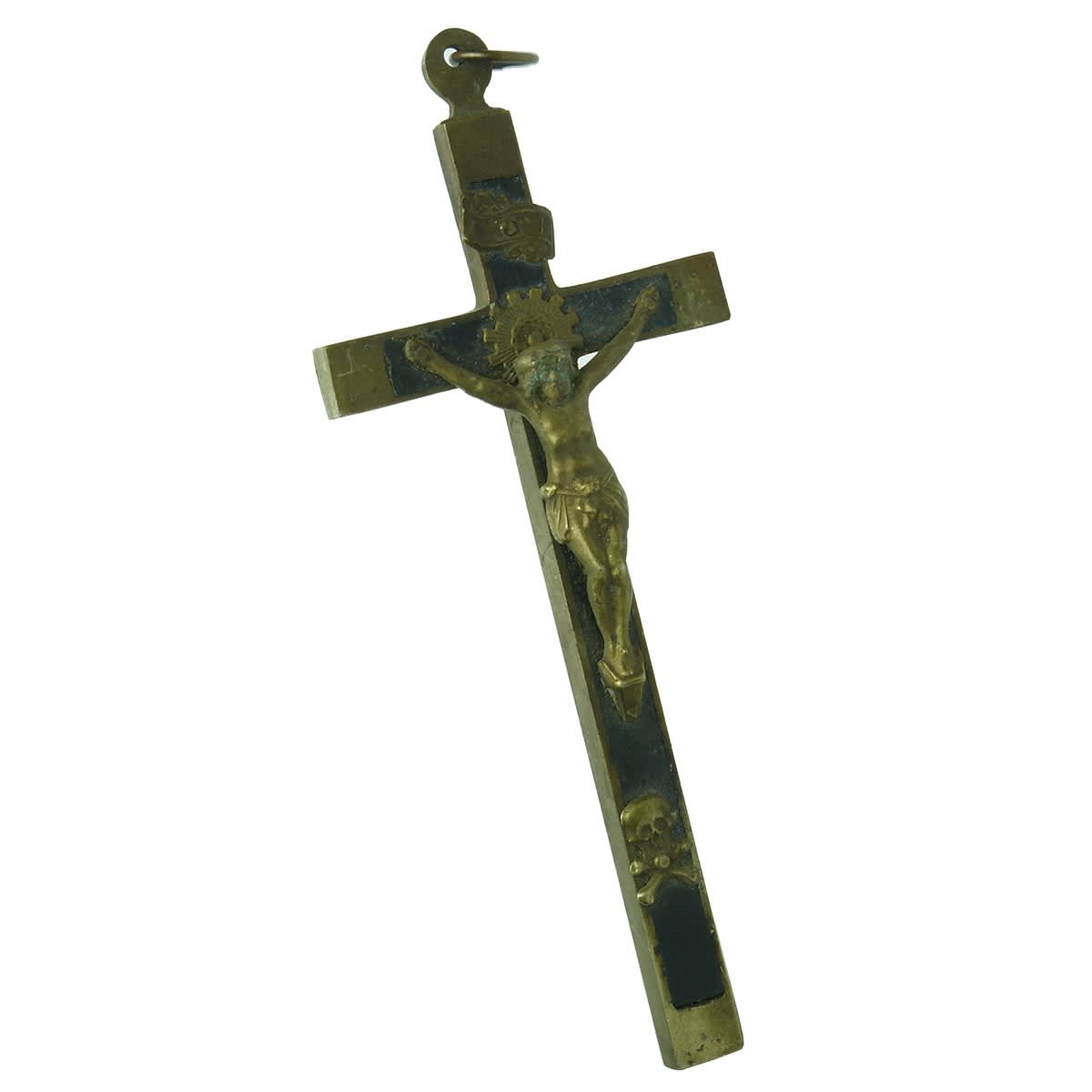 Religious. INRI Jesus Christ Crucifix with Skull and Crossbones, 142 mm.