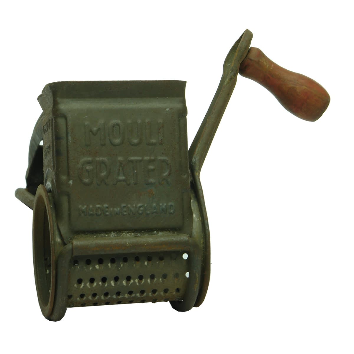 4 Pieces of Kitchenalia. Mouli Grater. Made in England; Whittingslowe Peasheller Product, Patented 1944; Hunt Manufacturing Co., Statesville, North Carolina Bench Mounted Adjustable Pencil Sharpener; German Pocket Balance.