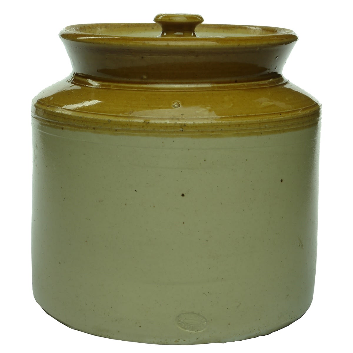 Lidded Stoneware Jar. Bakewell Sydney. 3 Quarts. (New South Wales)