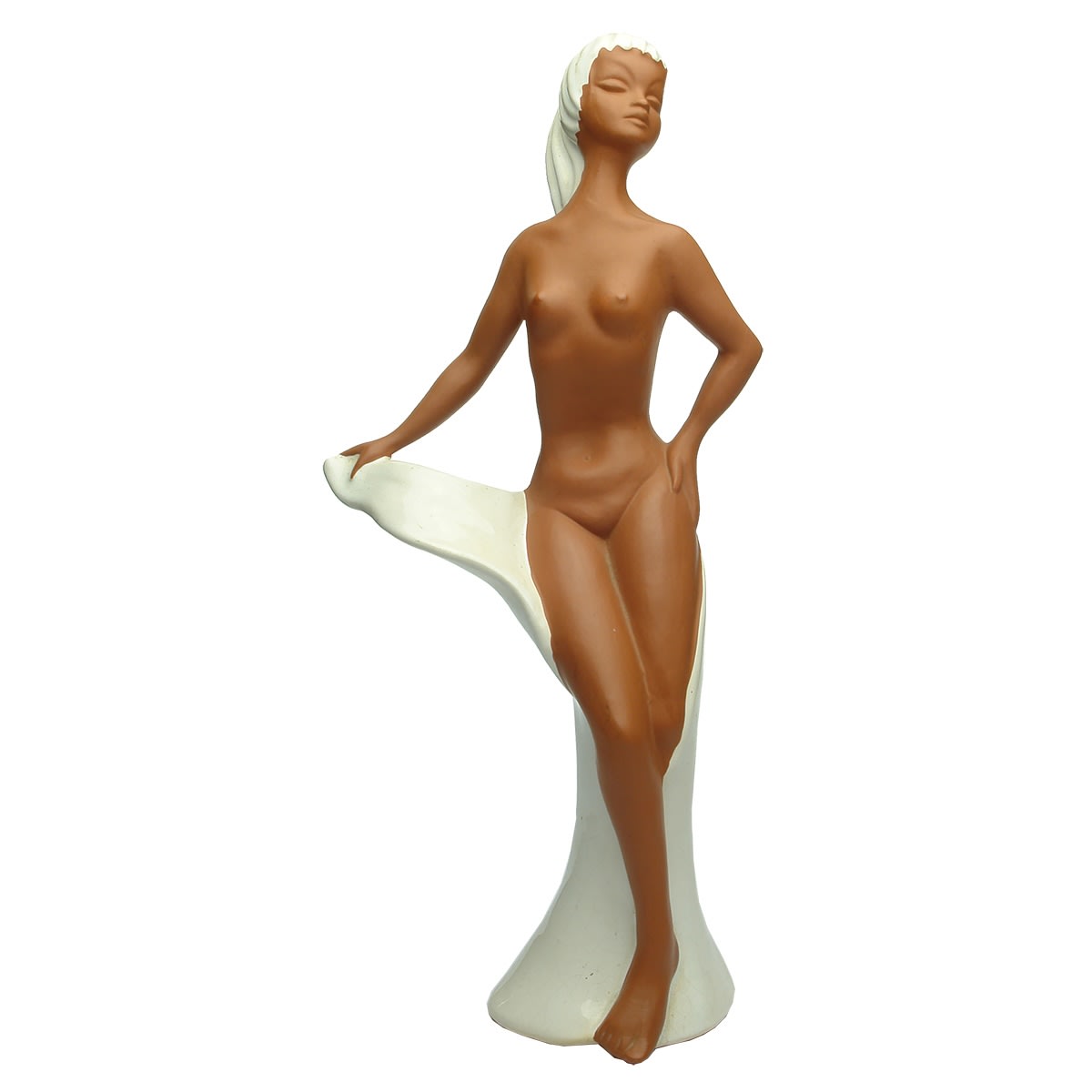 Ceramic Statue. Naked lady stepping out of a towel. Jema, Holland.