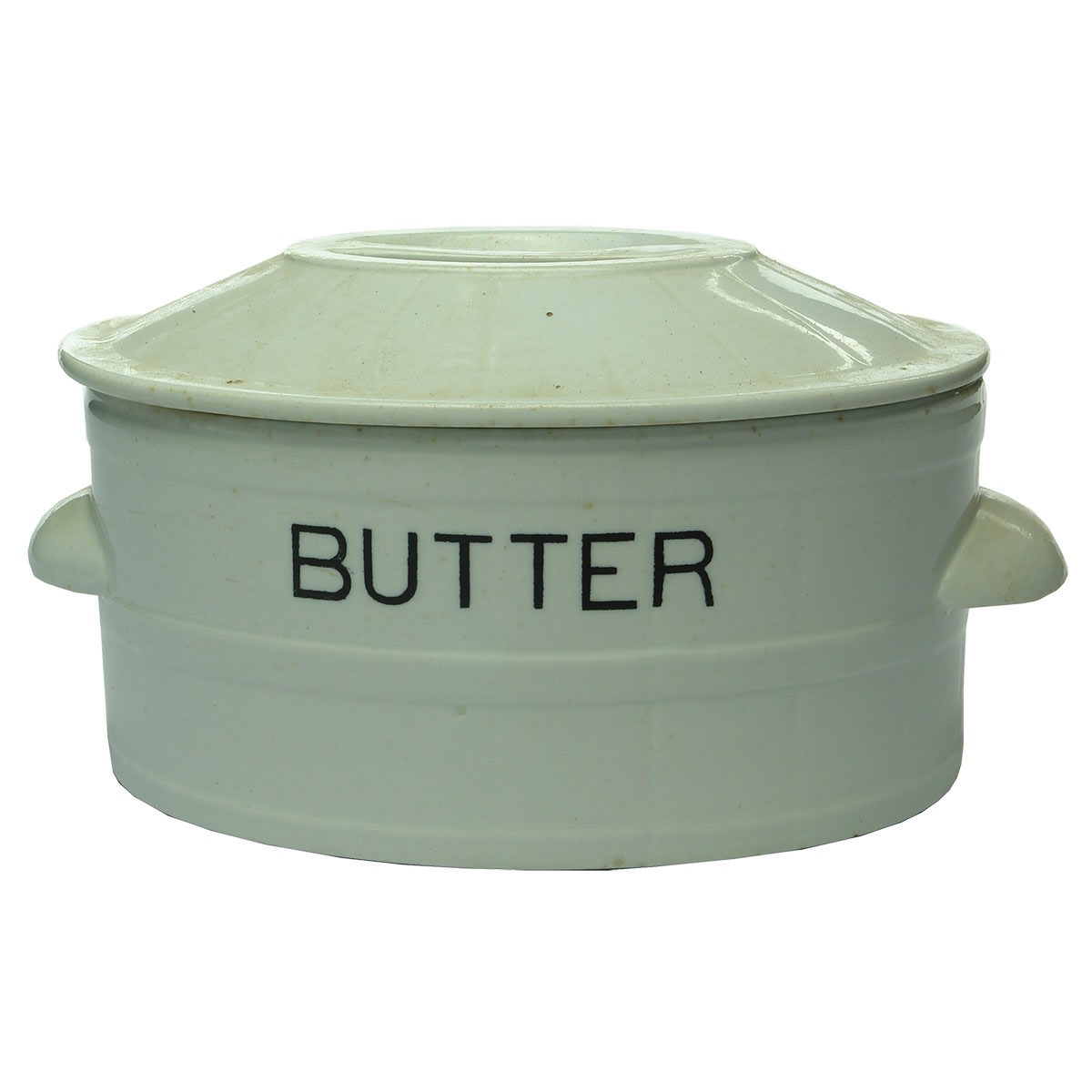 Kitchenalia. Pottery Butter Dish With Lid.