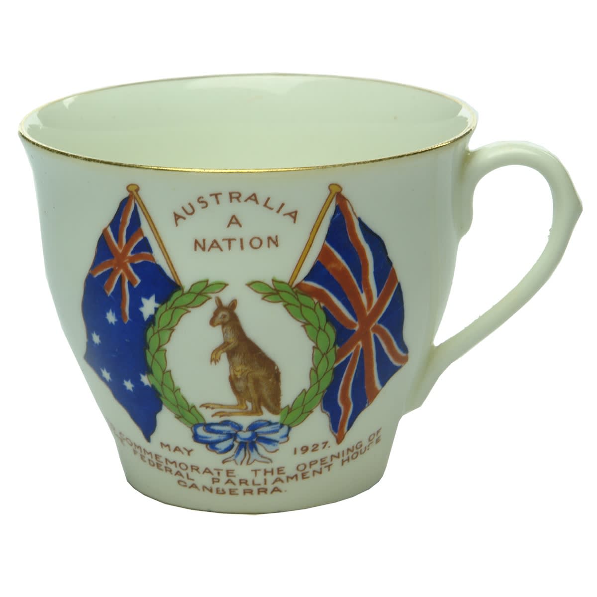 Souvenirware. Opening of Federal Parliament House, May 1927. Teacup. Aynsley. (New South Wales)