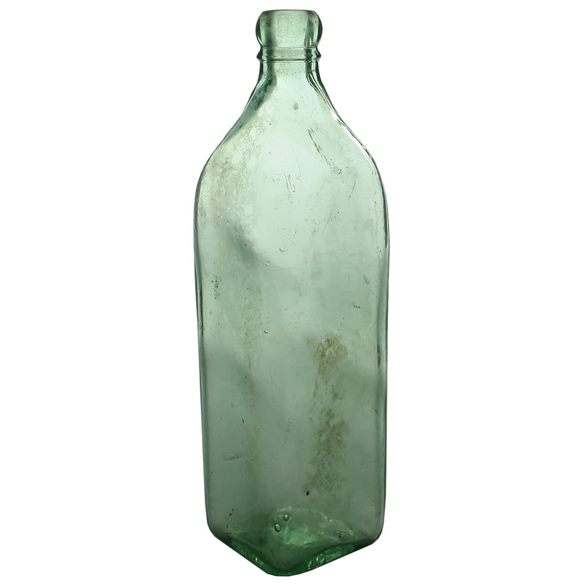 2 Johnnie Walker Whiskies: Large square base embossed and curved flask.