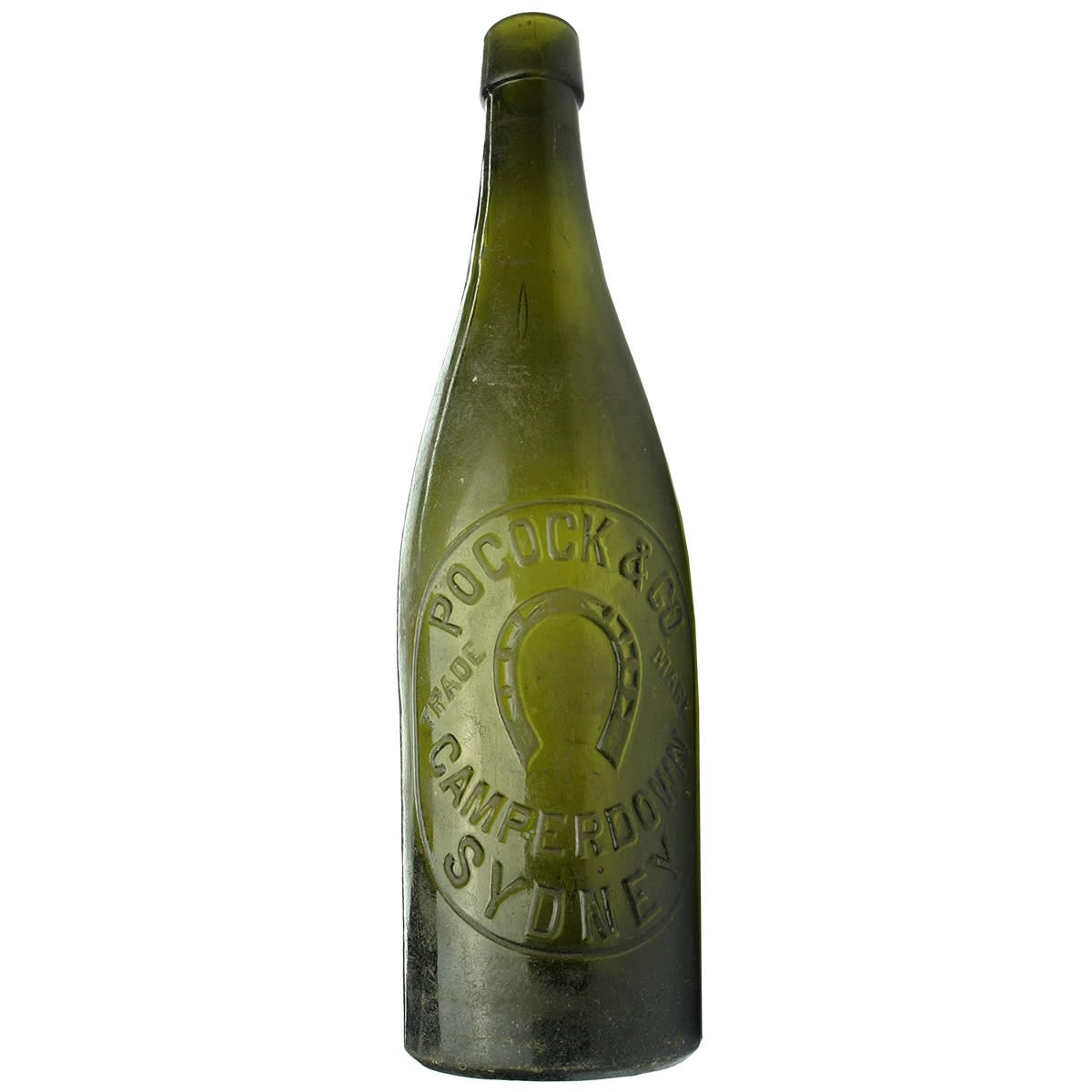 Beer. Pocock & Co., Camperdown, Sydney. Horseshoe. Corker. Green. 26 oz. (New South Wales)