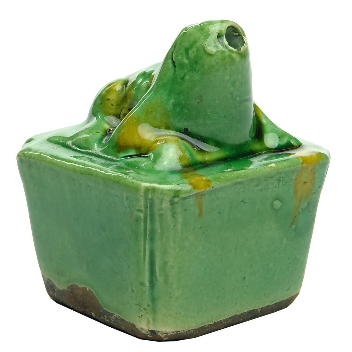 Chinese. Calligraphy Water Dropper in Shape of Frog. Green.
