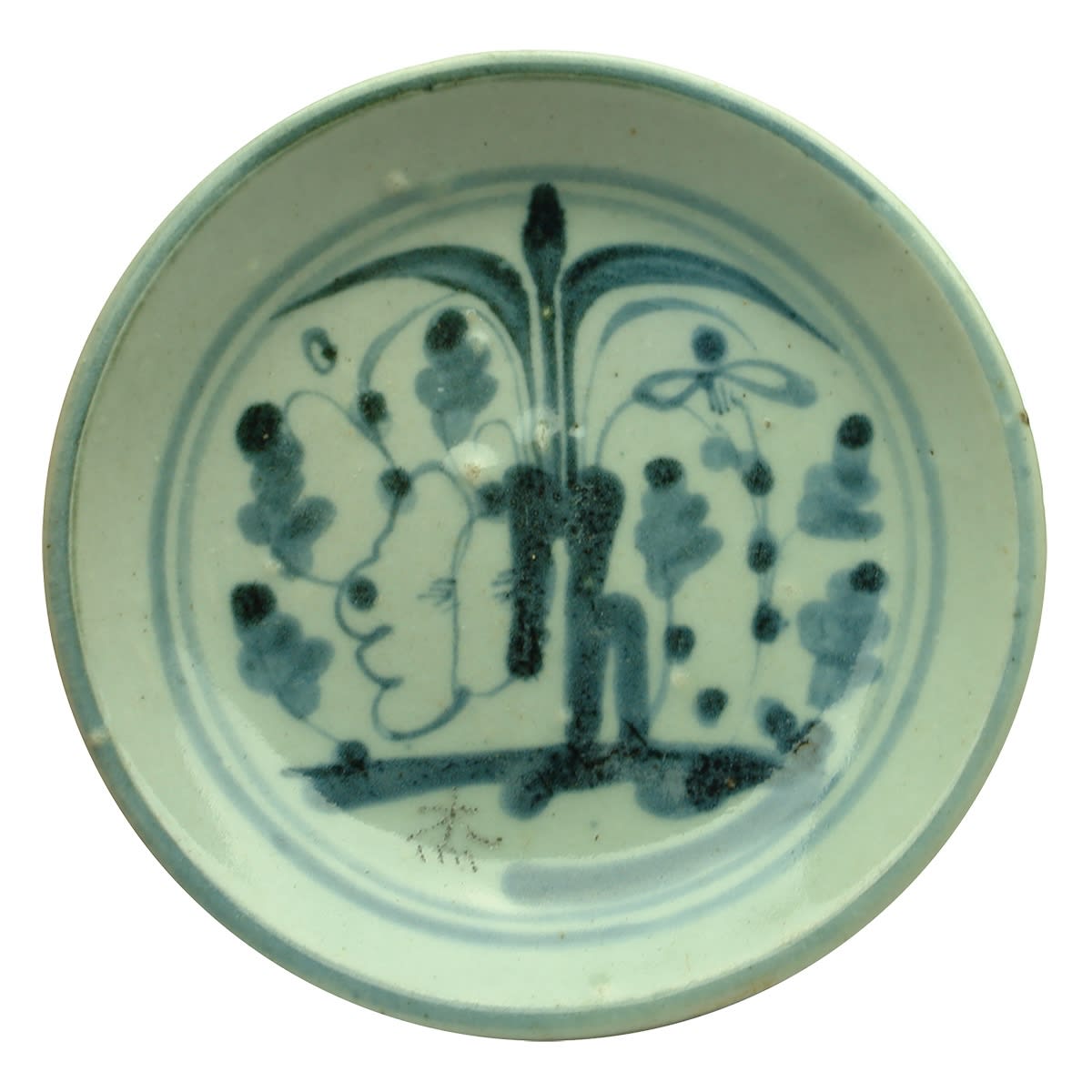 Chinese. Small blue and grey dish. 133 mm diameter. (China)