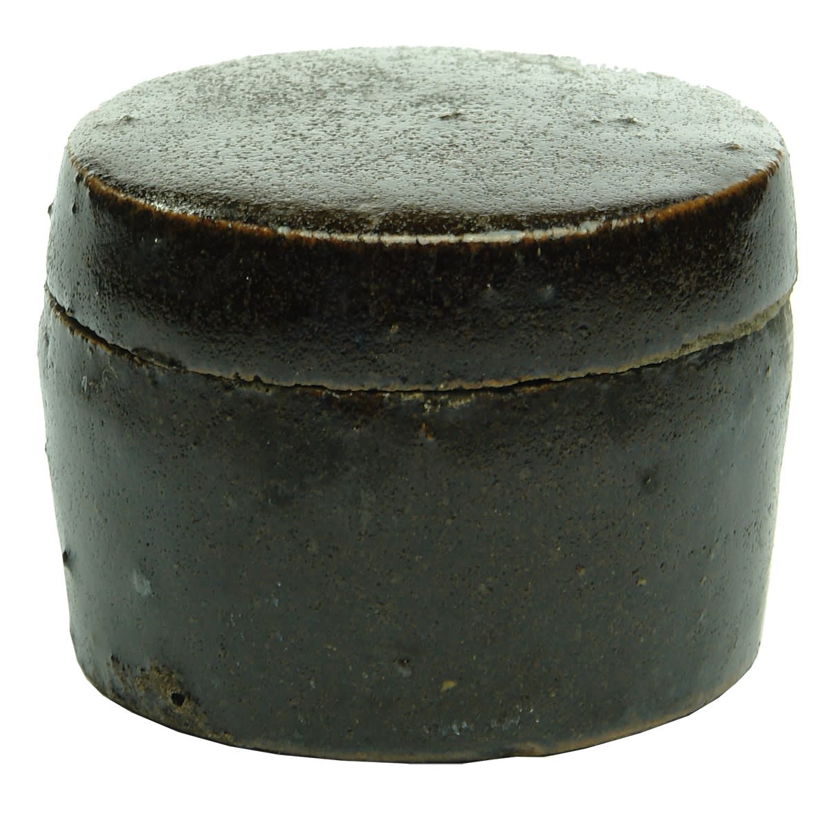 Chinese. Round Lidded Container with Chocolate Glaze. Characters to base. 45 mm. (China)