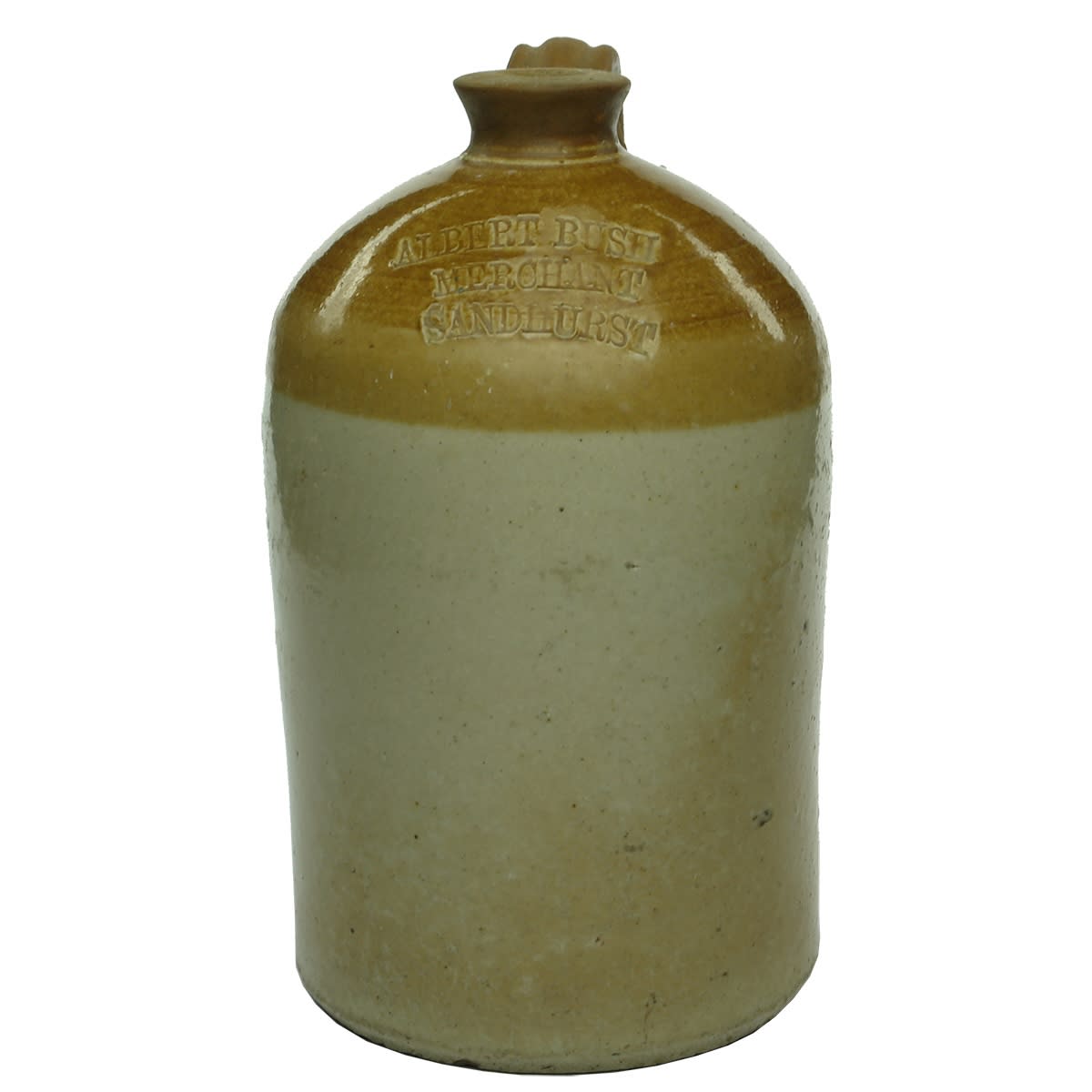 Demijohn. Albert Bush, Merchant, Sandhurst. Half Gallon. (Bendigo, Victoria)