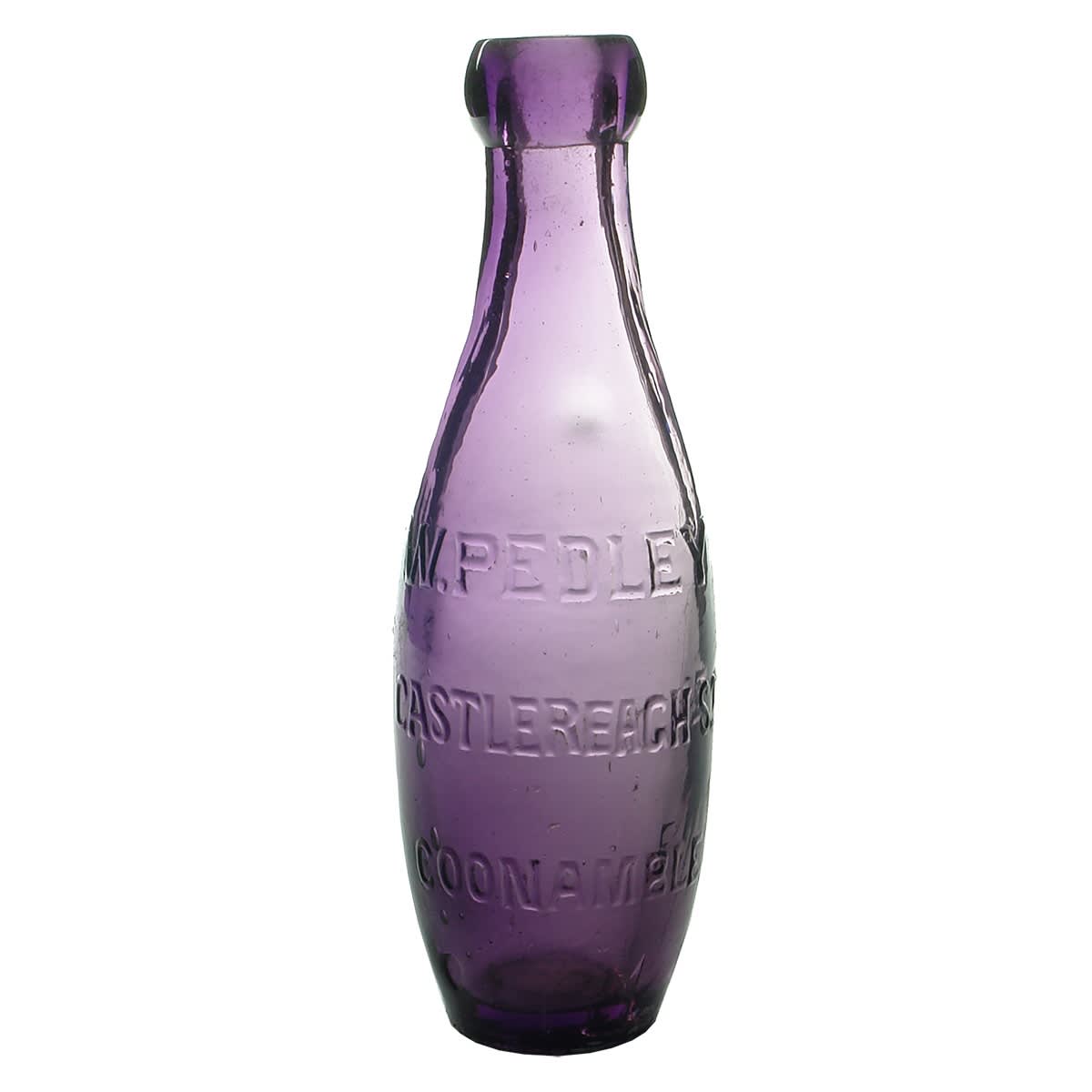 Skittle. W. Pedley, Coonamble. Cork stopper. Amethyst. 6 oz. (New South Wales)