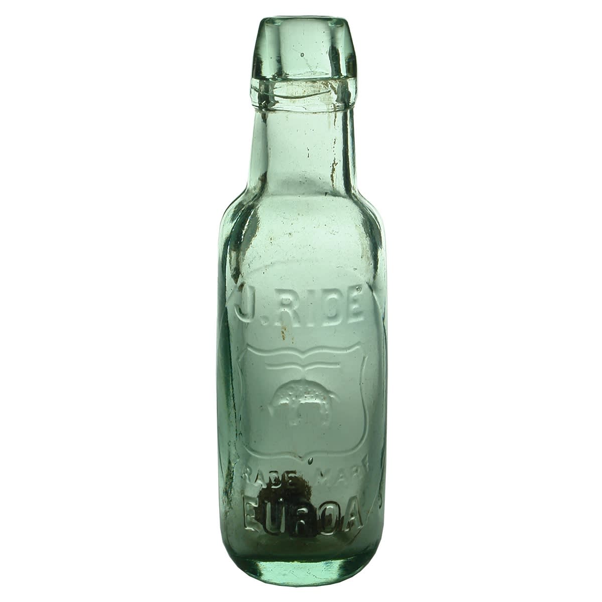 Lamont. J. Ride, Euroa. Golden Fleece. Aqua. 6 oz. Kilner Bros base mark. (Victoria)