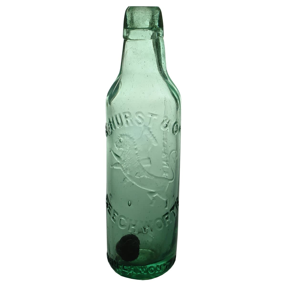 Lamont. E. Hurst & Co, Beechworth. Lamonts Patent. Aqua. 10 oz. (Victoria)