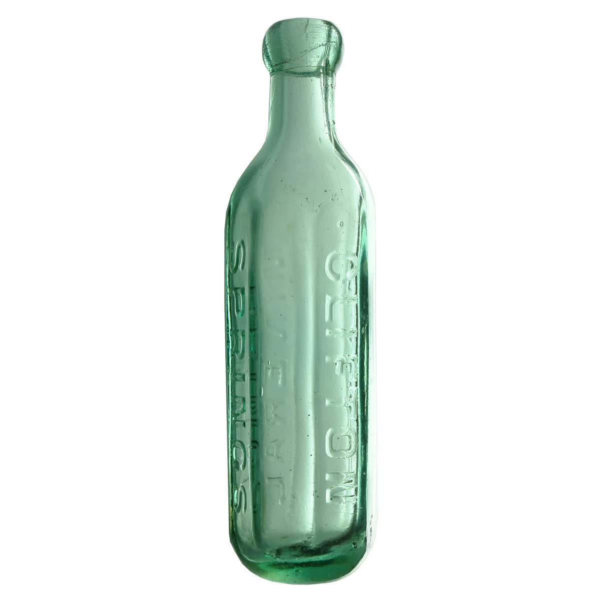 Maugham. Clifton Springs Mineral Water. Octagonal. Aqua. 10 oz. (Victoria)