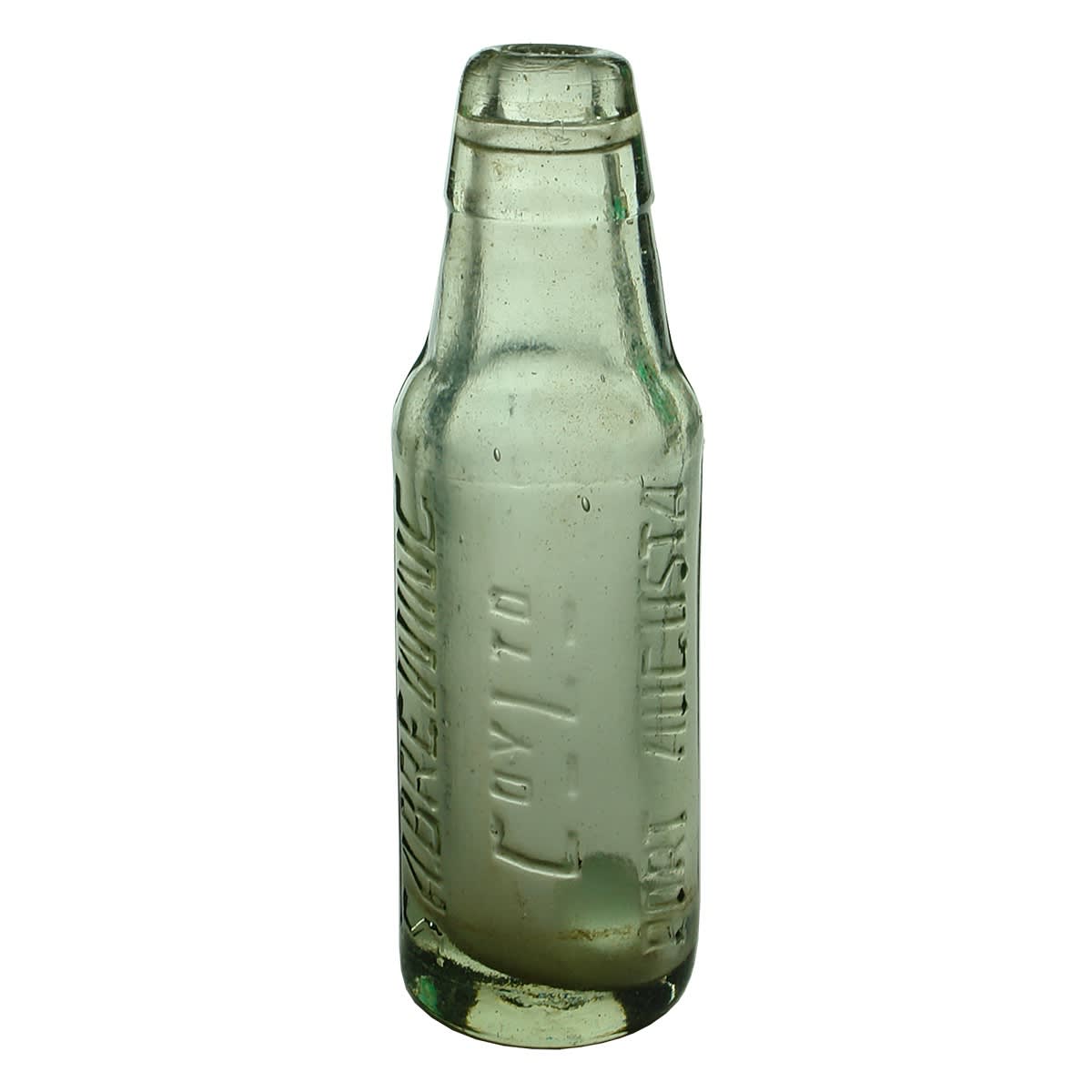Patent. S. A. Brewing Coy Ltd, Port Augusta. Marble Bottle. Clear. 6 oz. (South Australia)