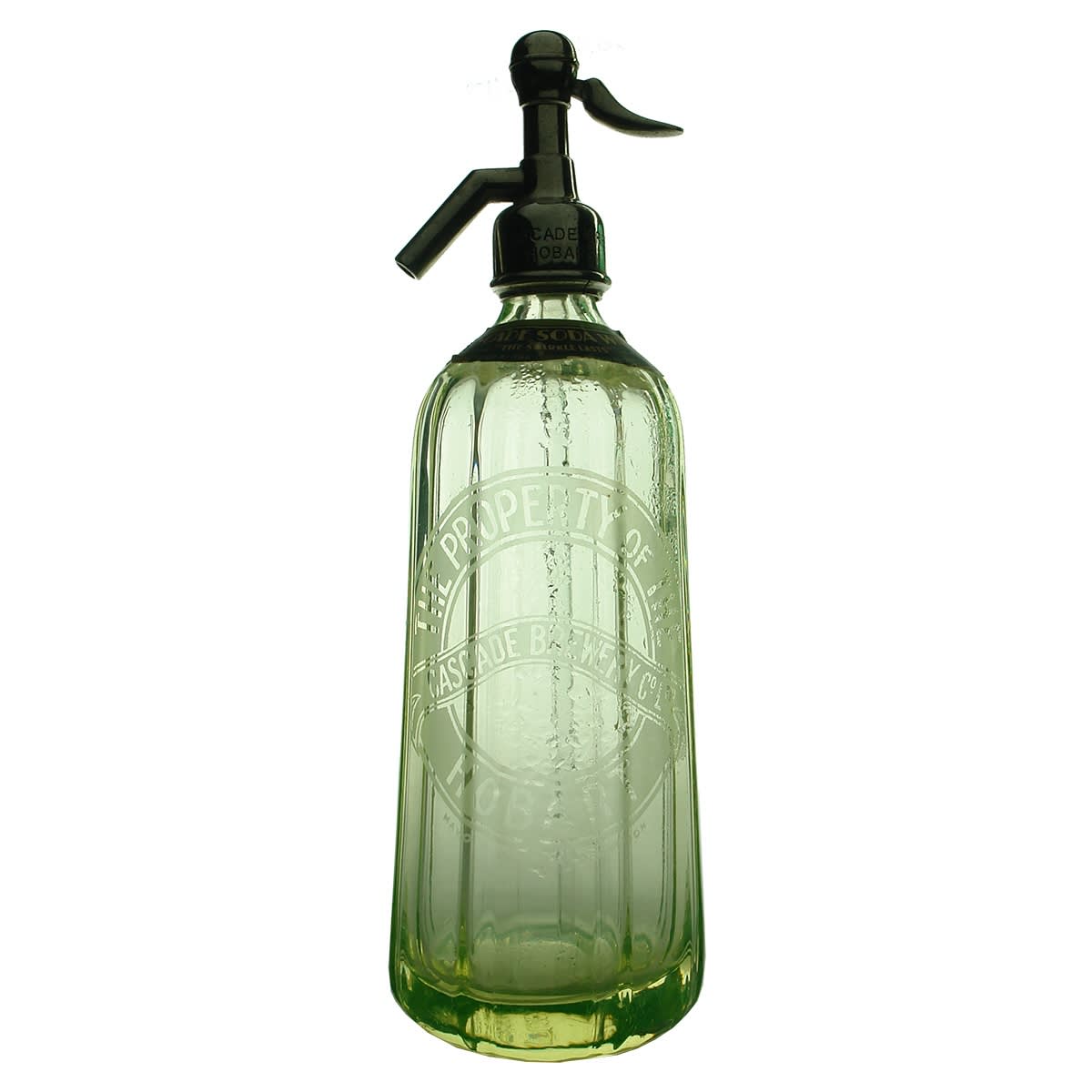 Syphon. Cascade Brewery Co Ltd, Hobart. Tapered. Uranium. 30 oz. (With neck label). (Tasmania)