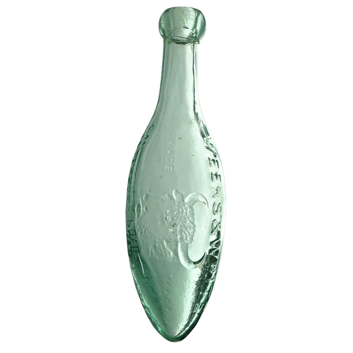 Torpedo. Weeks & White, Toorak. Bulls Head. Aqua. 10 oz. (Victoria)