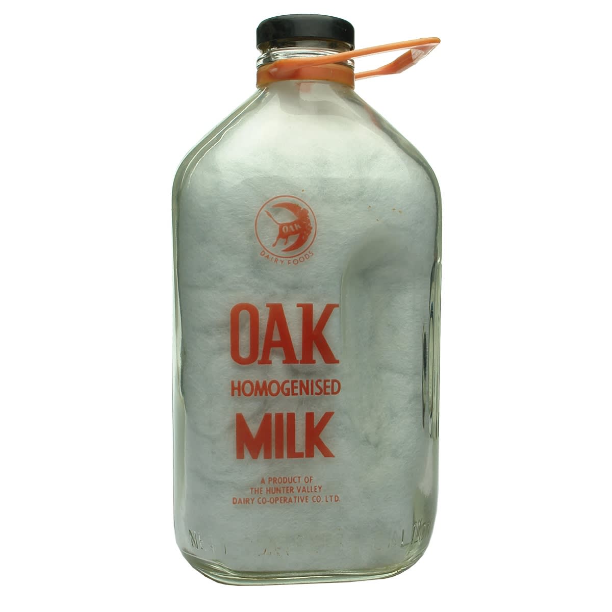 Milk. Oak Milk (Morpeth). Hunter Valley Co-operative Dairy Co. Screw Top. Just Red Ceramic Label. 1/2 Gallon. (New South Wales)