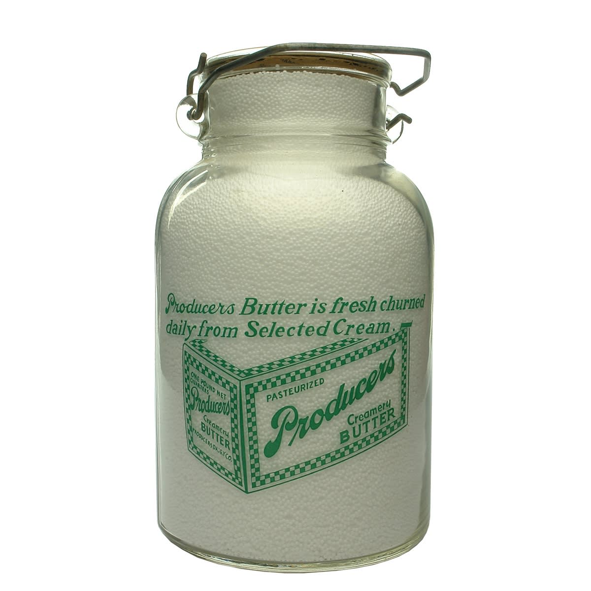 Ceramic Label Advertising Milk. Producers Butter. Producers Dairy Co. United Farmers Co-op creamery Assn large cardboard wad. (USA)