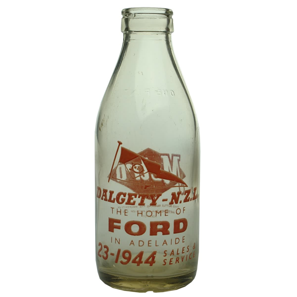 Dairy. Dalgety-N.Z.L, The Home of Ford in Adelaide. Foil Top. Ceramic Label. 1 Pint. (South Australia)
