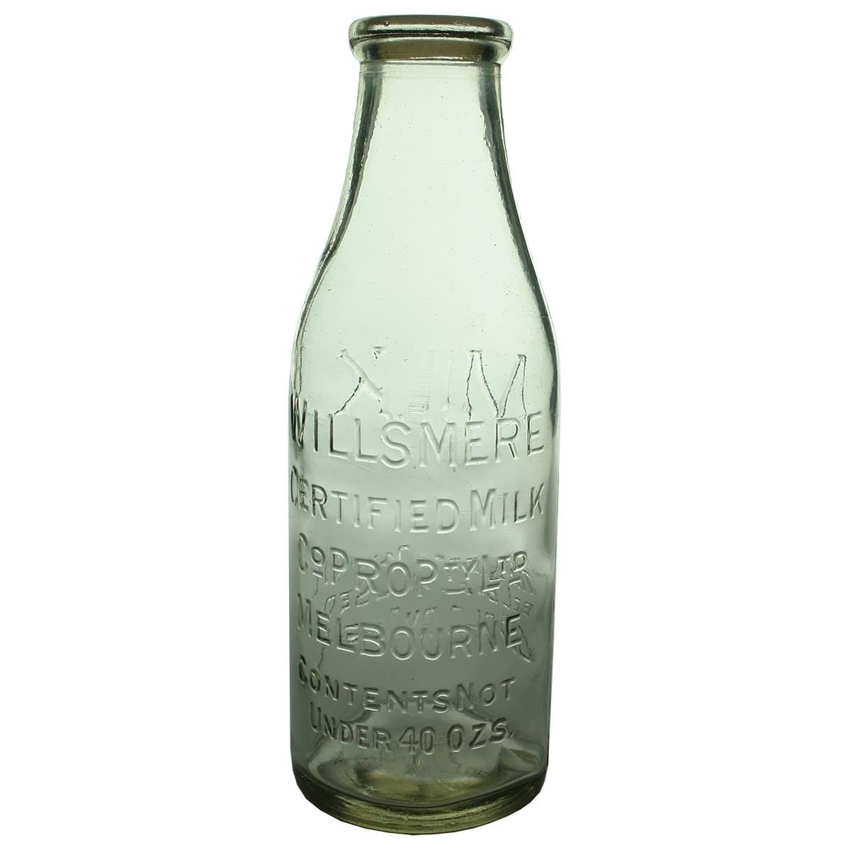Milk. Willsmere Certified Milk Co Propty Ltd. Melbourne. Quart. Base Number: 1. (Victoria)