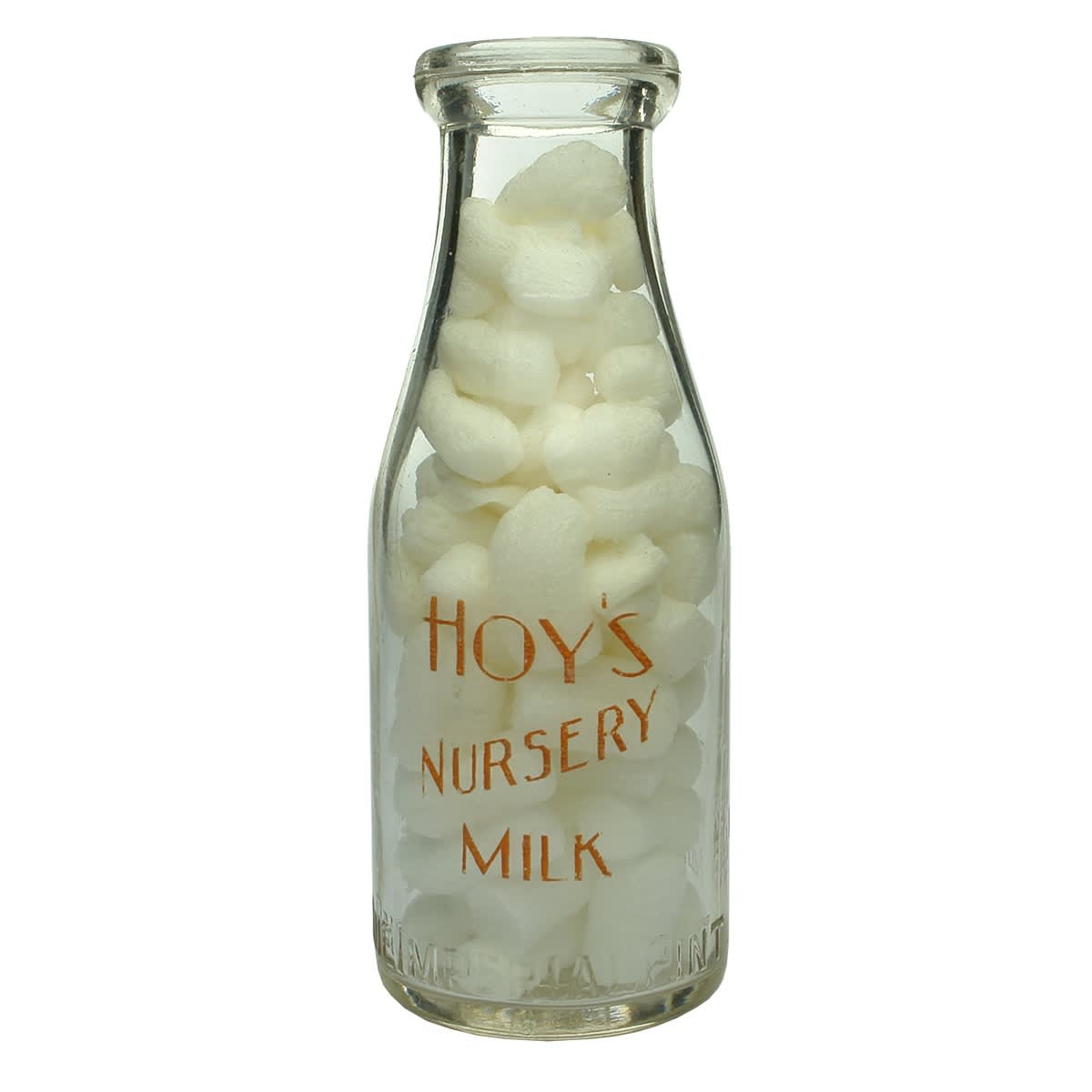 Ceramic Label Milk. Hoy's Nursery Milk. Hoy's Own Cows' Milk. Kennington Dairy Farm. Bendigo. Wad lip. Pint. (Victoria)