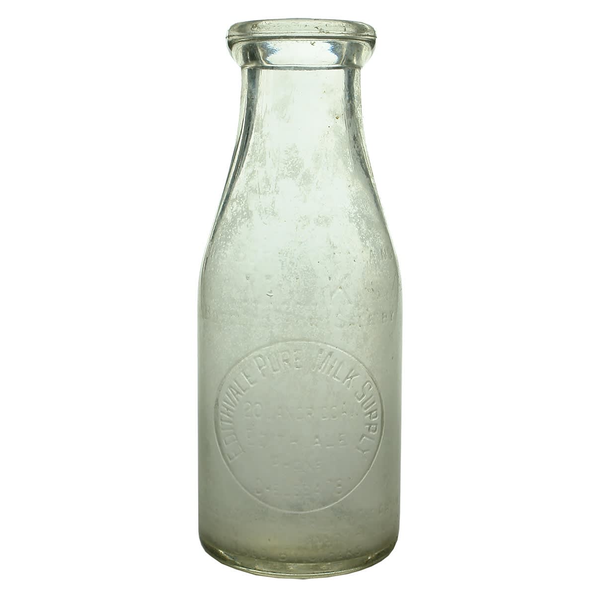 Milk. Edithvale Pure Milk Supply, Langrigg Ave. Very faint ghosted on ceramic label print on back. Pint. Base Number: 507. (Victoria)