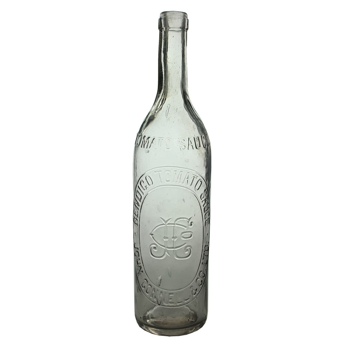 Sauce. John Connell & Co. Ltd., Bendigo. Clear/Pale Amethyst. 26 oz. (Victoria) (Late Kingsley Durdin Collection)