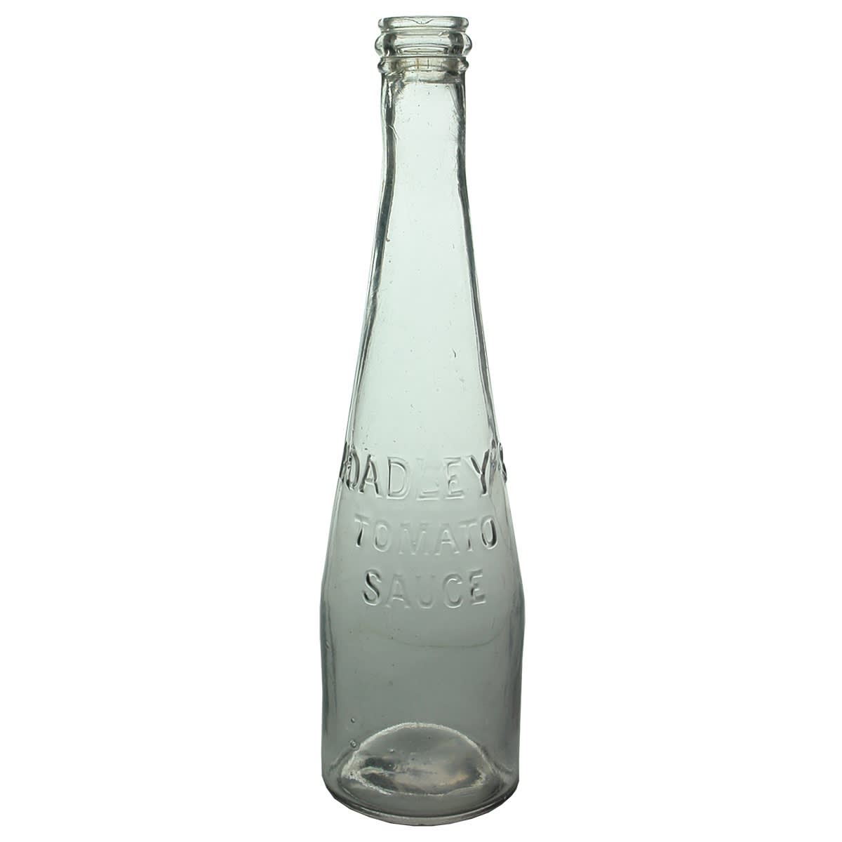 Sauce. Hoadley's Tomato Sauce. Very long conical neck. Clear. 13 oz. (Victoria) (Late Kingsley Durdin Collection)