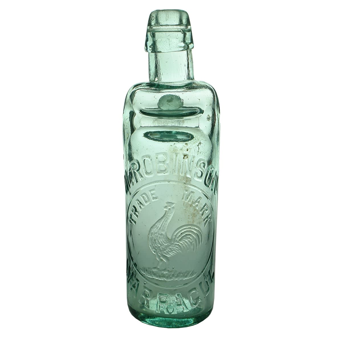 Codd. M. Robinson, Warragul. Rooster Inside Circle. All Way Pour. 10 oz. Taller Variety. (Victoria)