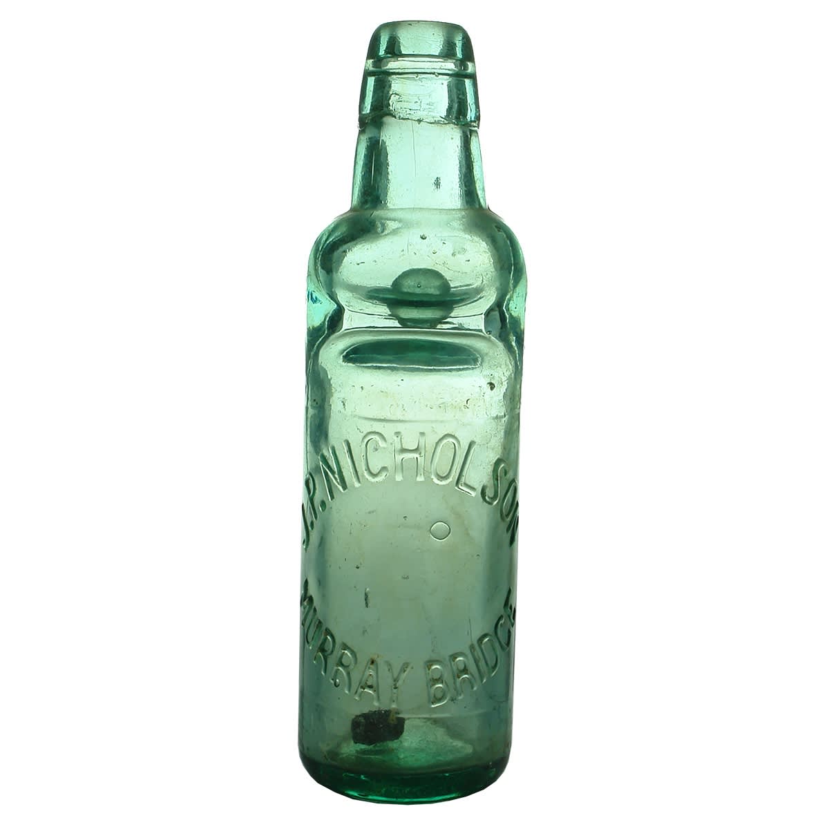 Codd. J. P. Nicholson, Murray Bridge. FBH. All Way Pour. Aqua. 10 oz. (South Australia)